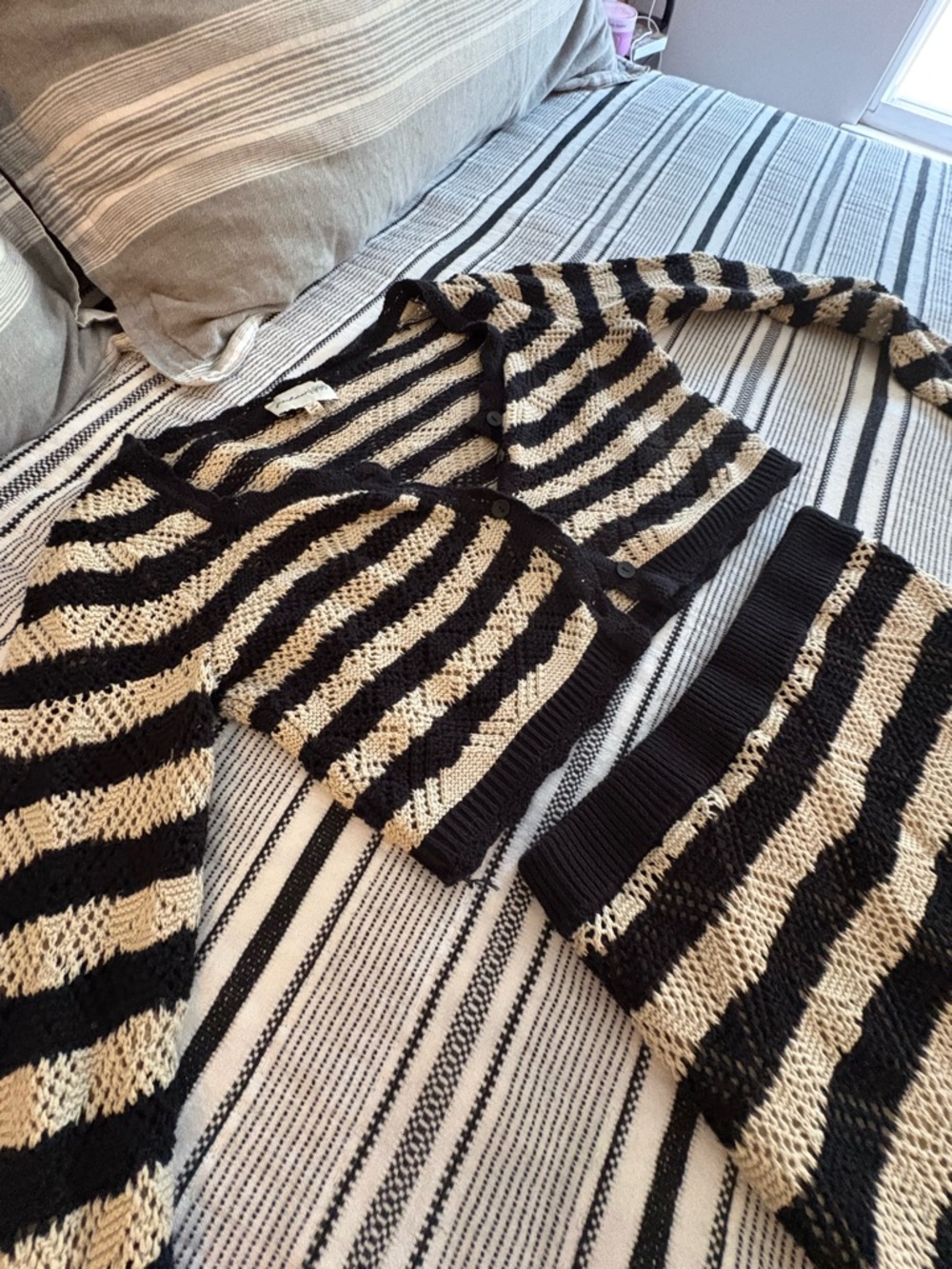 Freshman Black and Cream Striped Knit Set - Picture 3 of 7